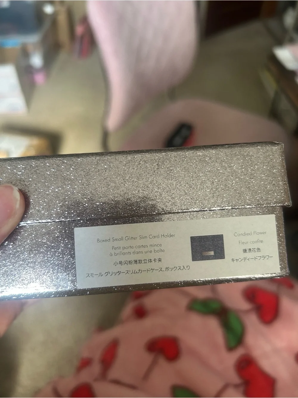 Kate Spade silver glitter slim card holder